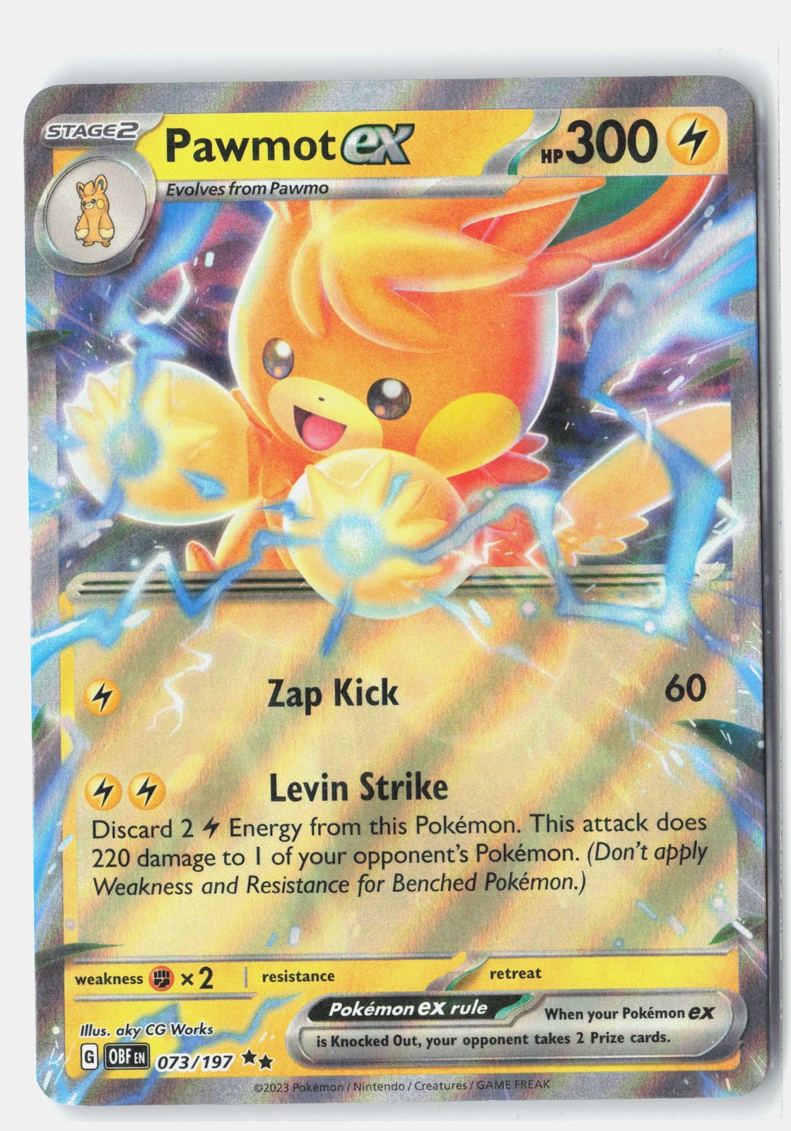 Pawmot ex Double Rare Holofoil SV03: Obsidian Flames 073/197 NM aky CG Works
