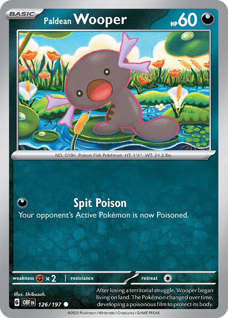 Paldean Wooper – 126/197 OBF 126/197 Pokémon SV03: Obsidian Flames Common Rev…