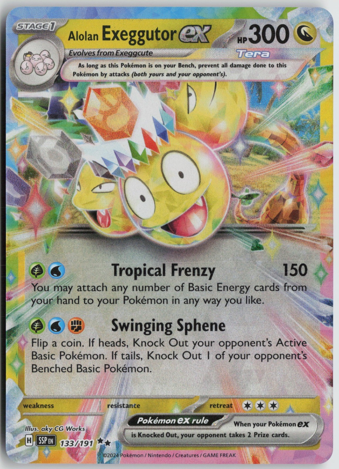 Alolan Exeggutor ex Double Rare Holo SV08 Surging Sparks 133/191 NM aky CG Works