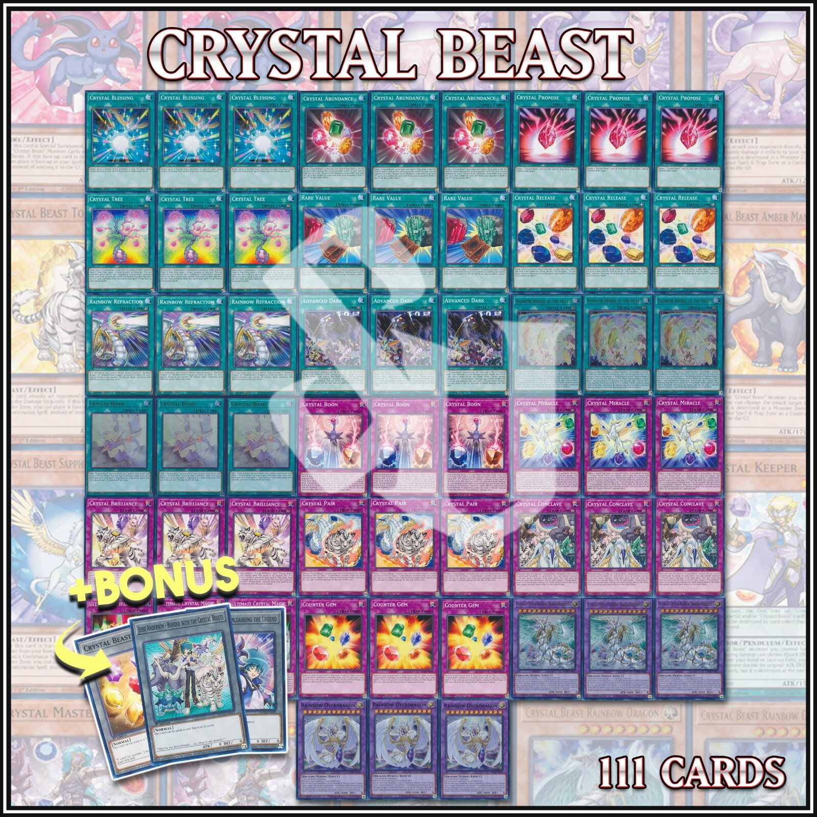 CRYSTAL BEAST DECK 111 Rainbow Dragon Overdragon Overdrive Boon +BONUS YuGiOh🔥