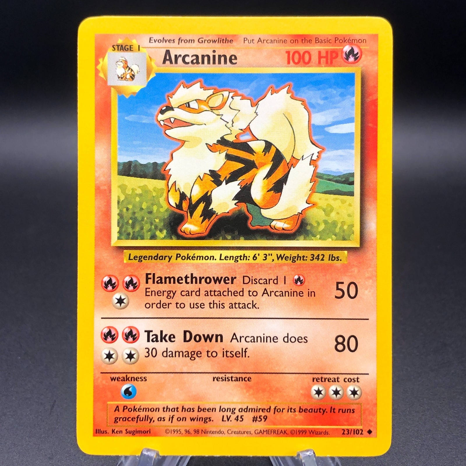 Pokemon Arcanine 23/102 – Base Set – NM Uncommon – 1999 English Vintage WotC
