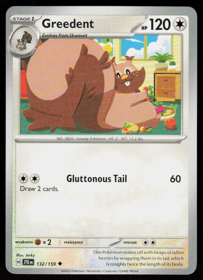 Greedent 132/159 Uncommon Journey Together Pokemon Near Mint