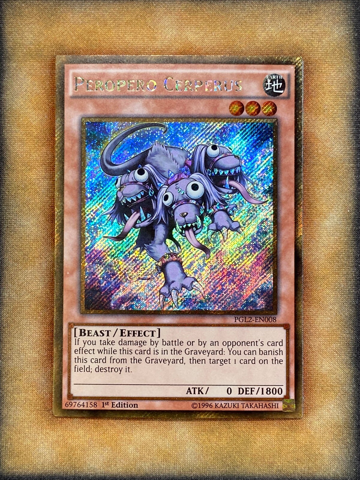 Yugioh Peropero Cerperus PGL2-EN008 Gold Secret Rare 1st Ed NM