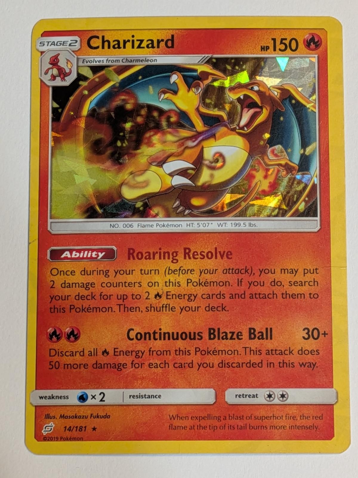 Charizard 14/181 Rare Team Up Pokemon Damaged
