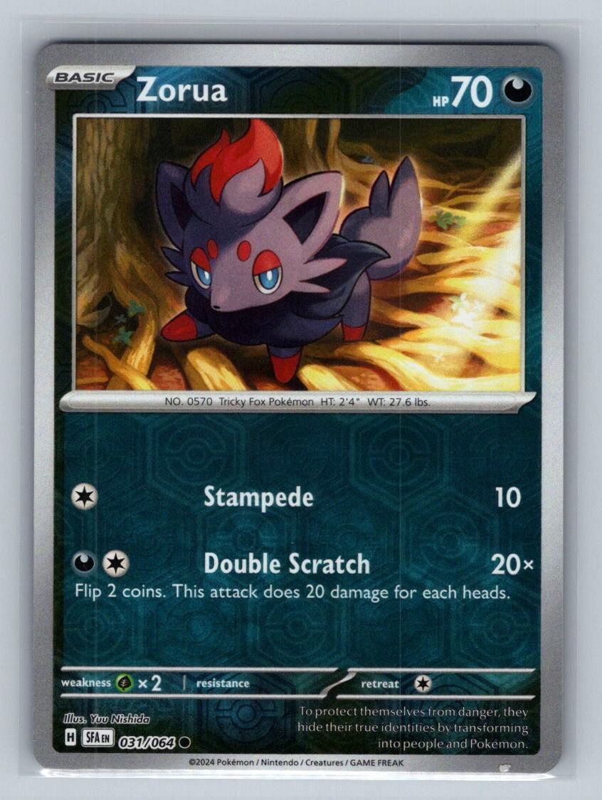 Zorua 031/064 Shrouded Fable Reverse Holo Pokemon TCG Card NM 2024 SFA English