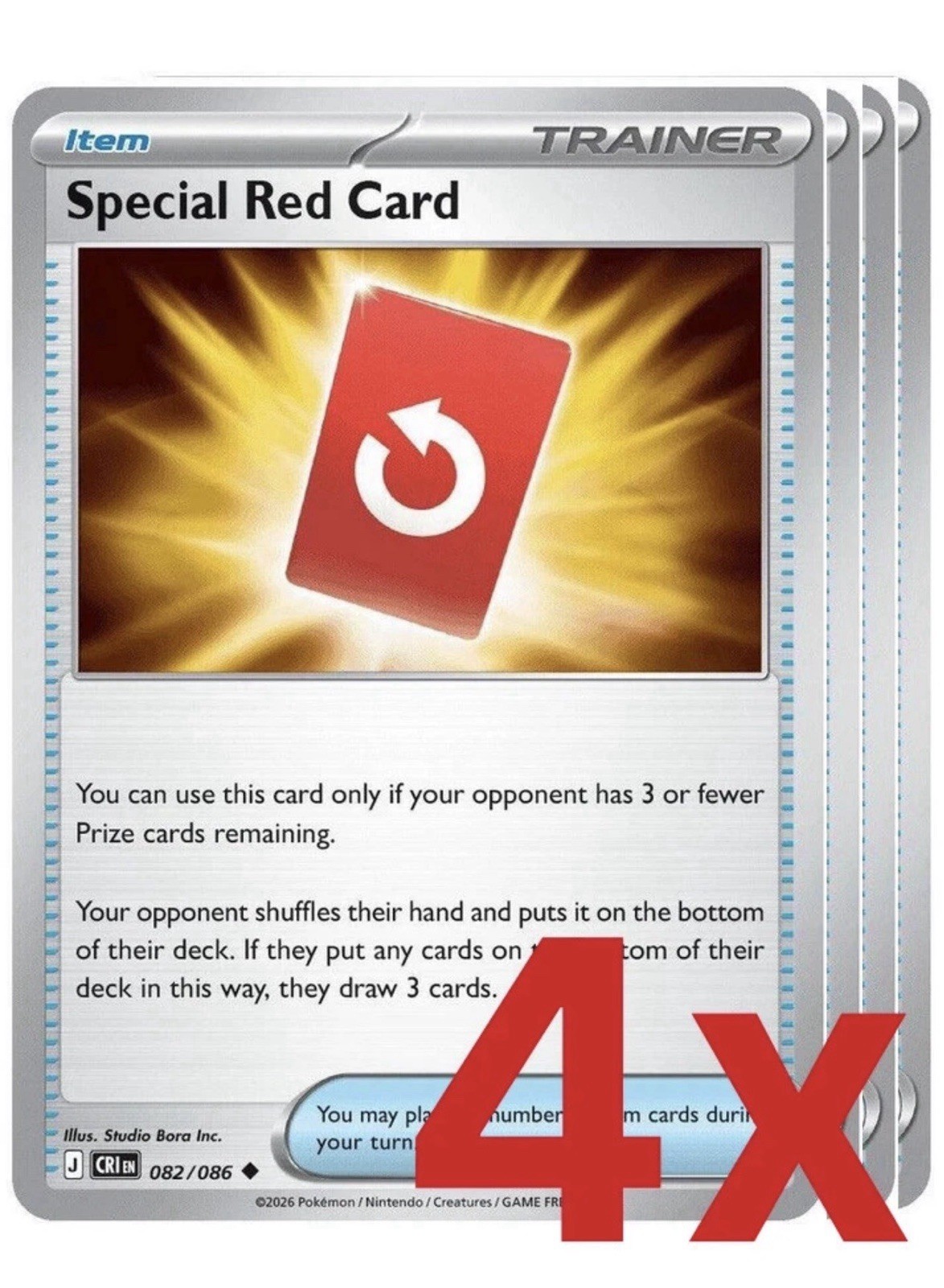 4x Special Red Card 082/086 x4 – Chaos Rising – Pokemon TCG – Playset