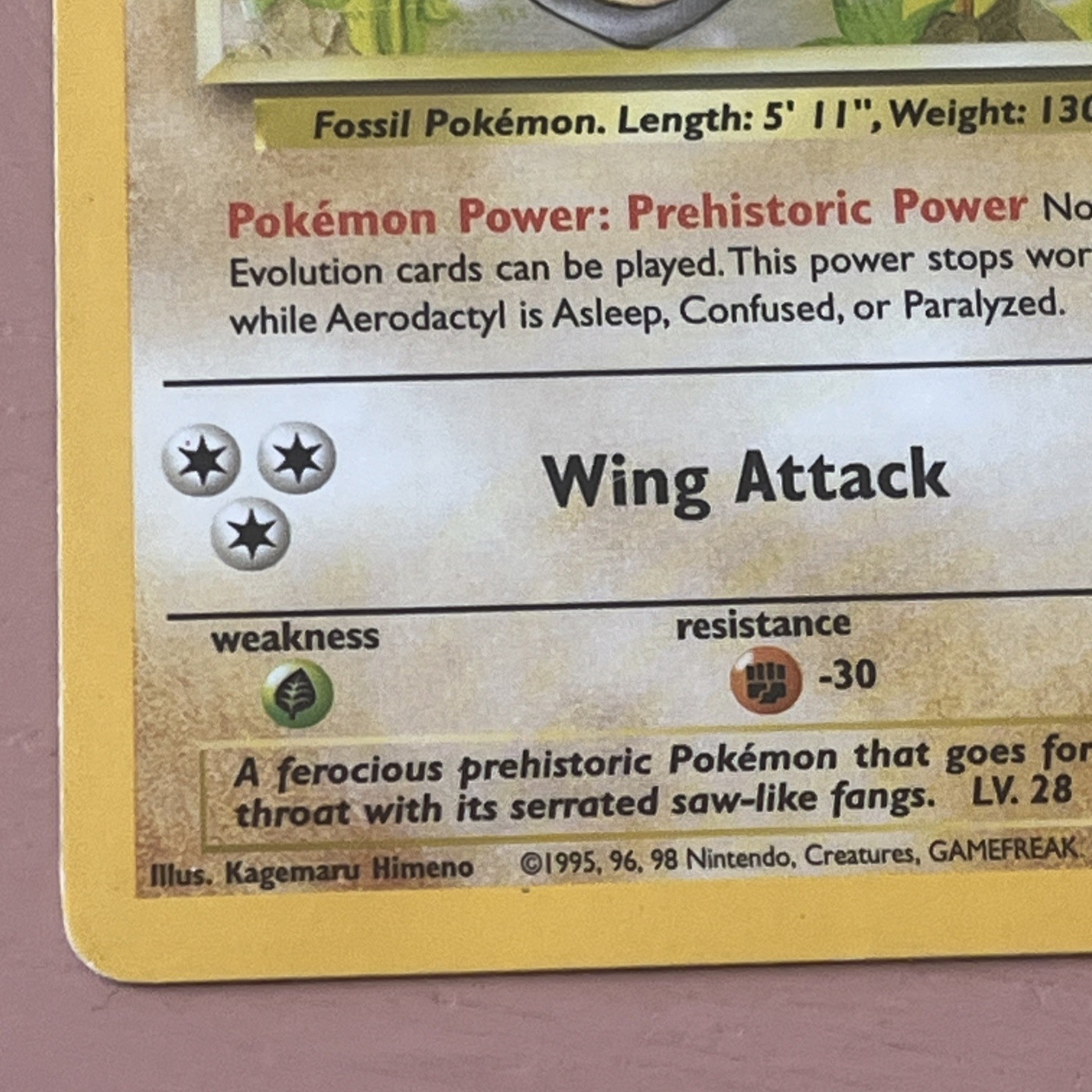 Pokémon Prerelease Aerodactyl #1/62 Holo Rare – 1st Edition Fossil – MP