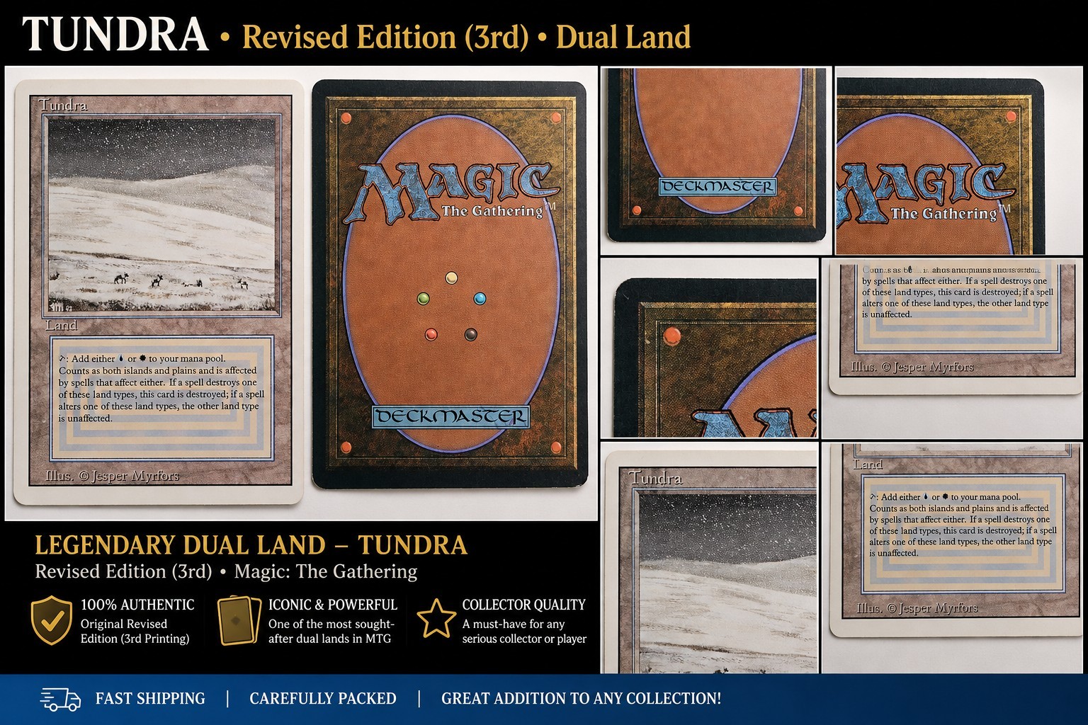 Magic: The Gathering Tundra Land Rare Revised Edition Jesper Myrfors