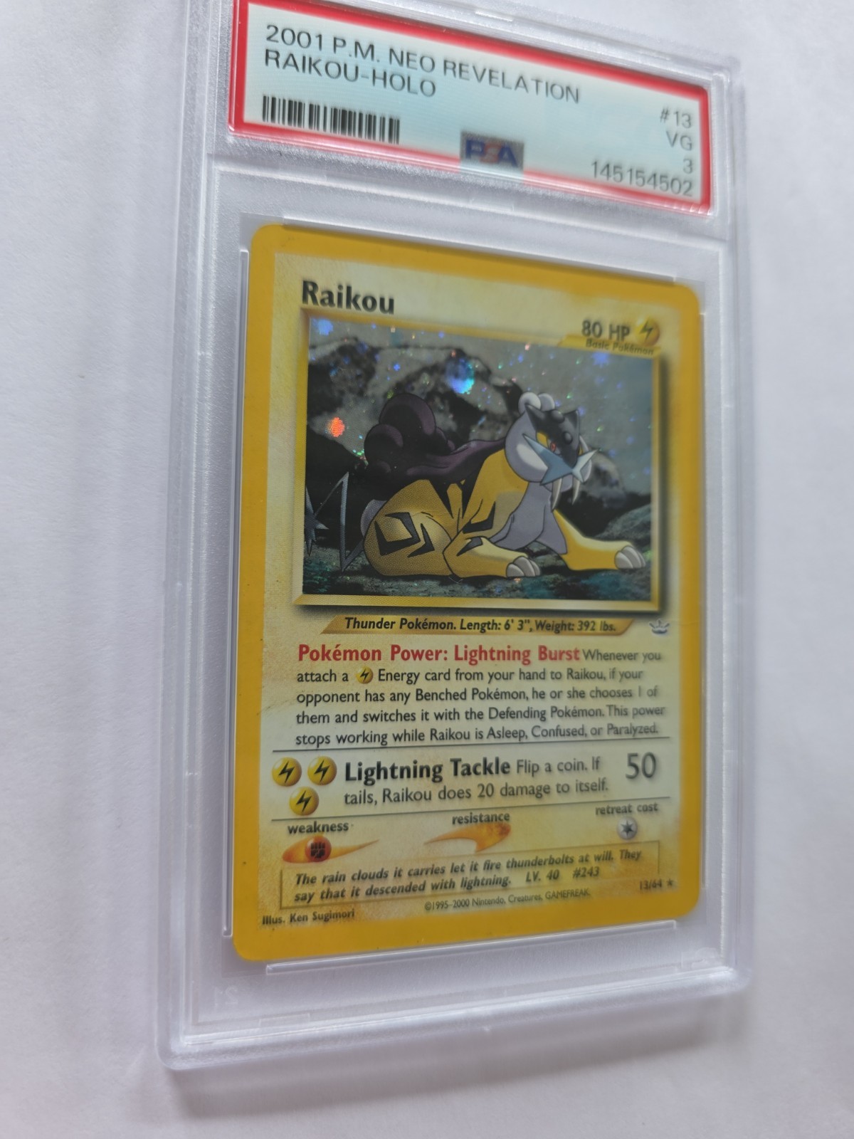 Pokémon TCG Raikou Neo Revelation Holo Rare Card 13/64