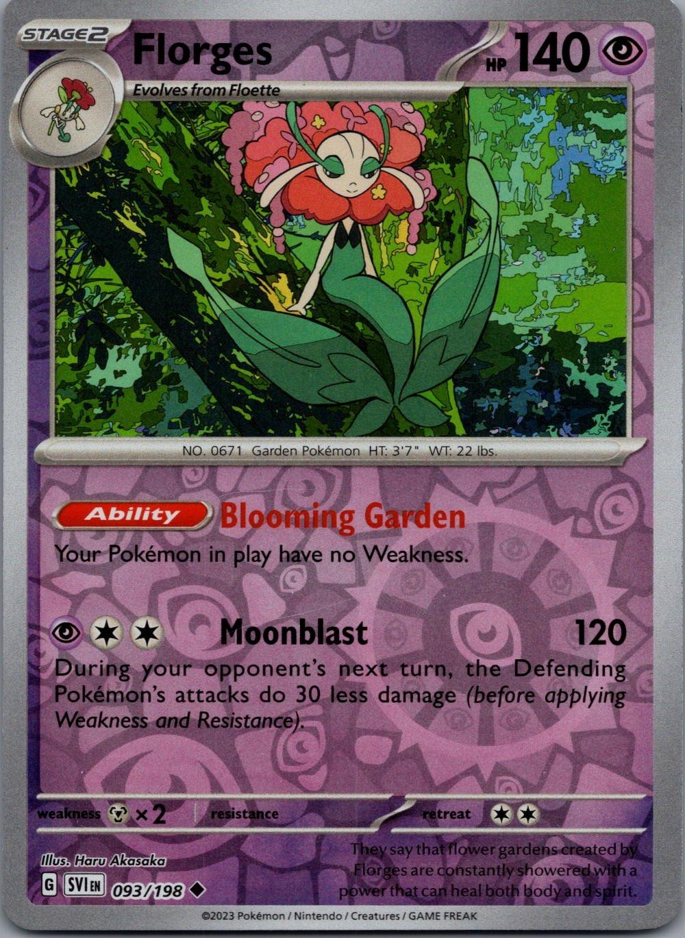 Florges 093/198 UC Scarlet & Violet Pokemon Reverse Holo Near Mint