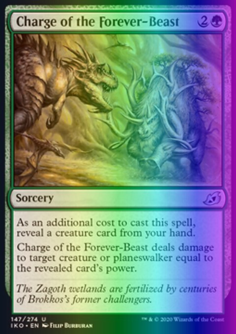 MTG Charge of the Forever-Beast (147/434) Ikoria Lair of Behemoths LP FOIL
