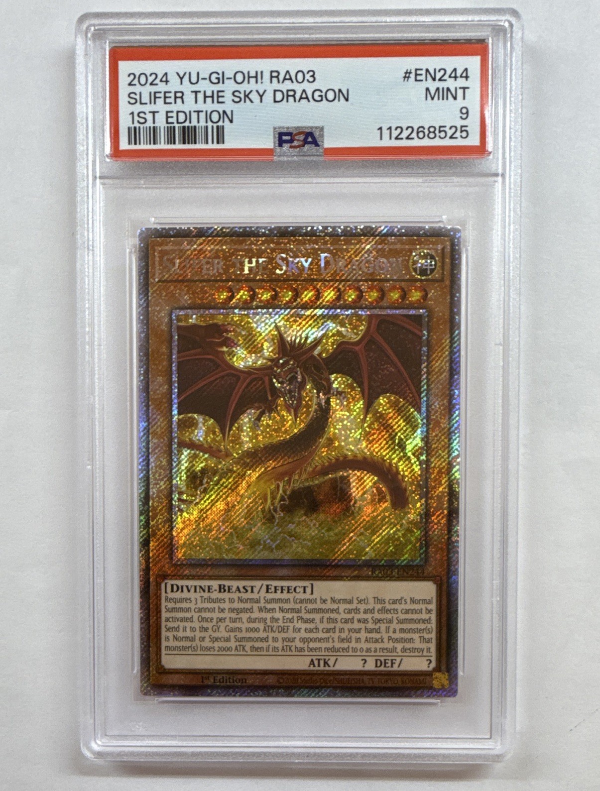 Konami Slifer the Sky Dragon RA03-EN244 PR Foil 1st Ed PSA 9 Graded 2024