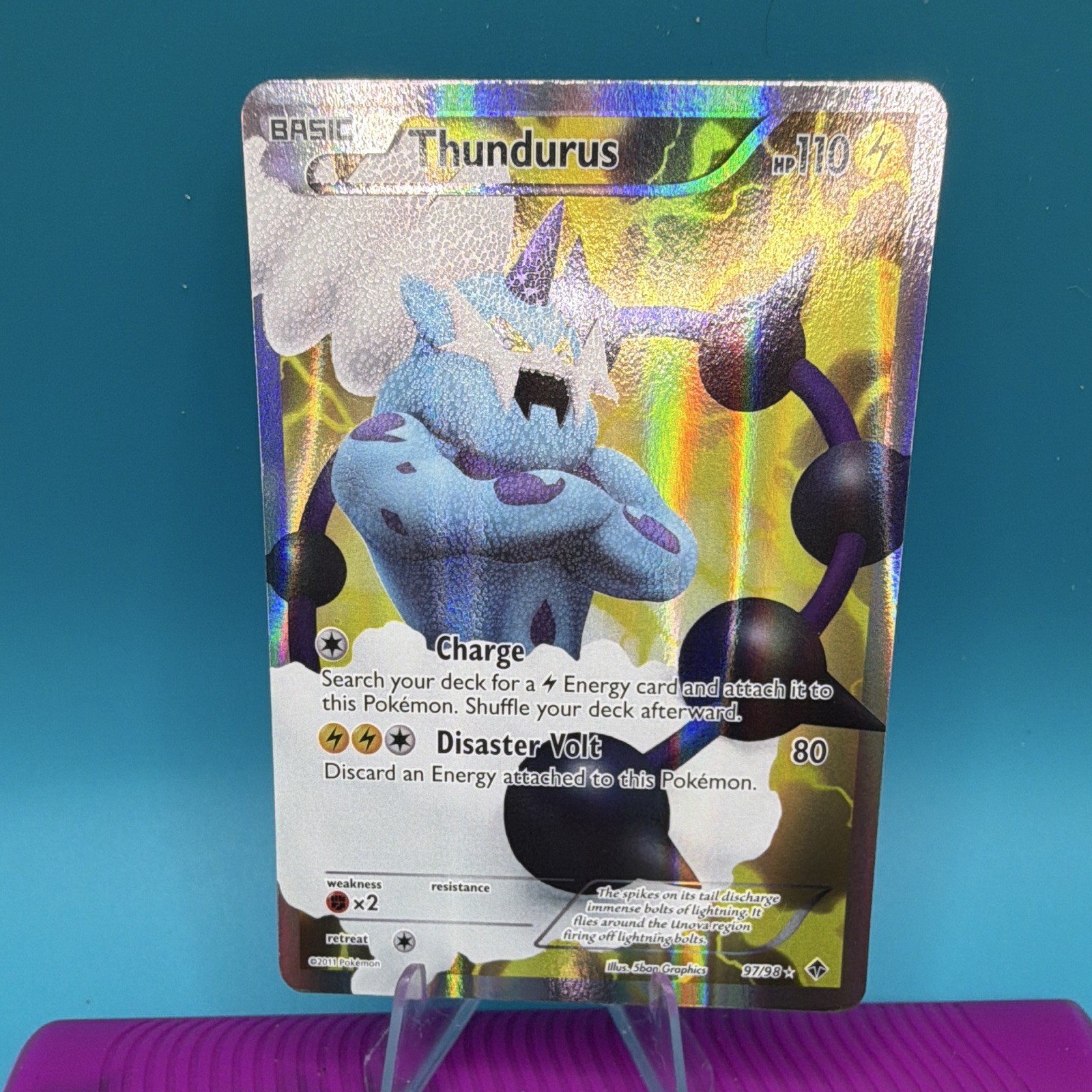Pokémon Thundurus 97/98 Emerging Powers Ultra Rare Full Art Holo LP/MP