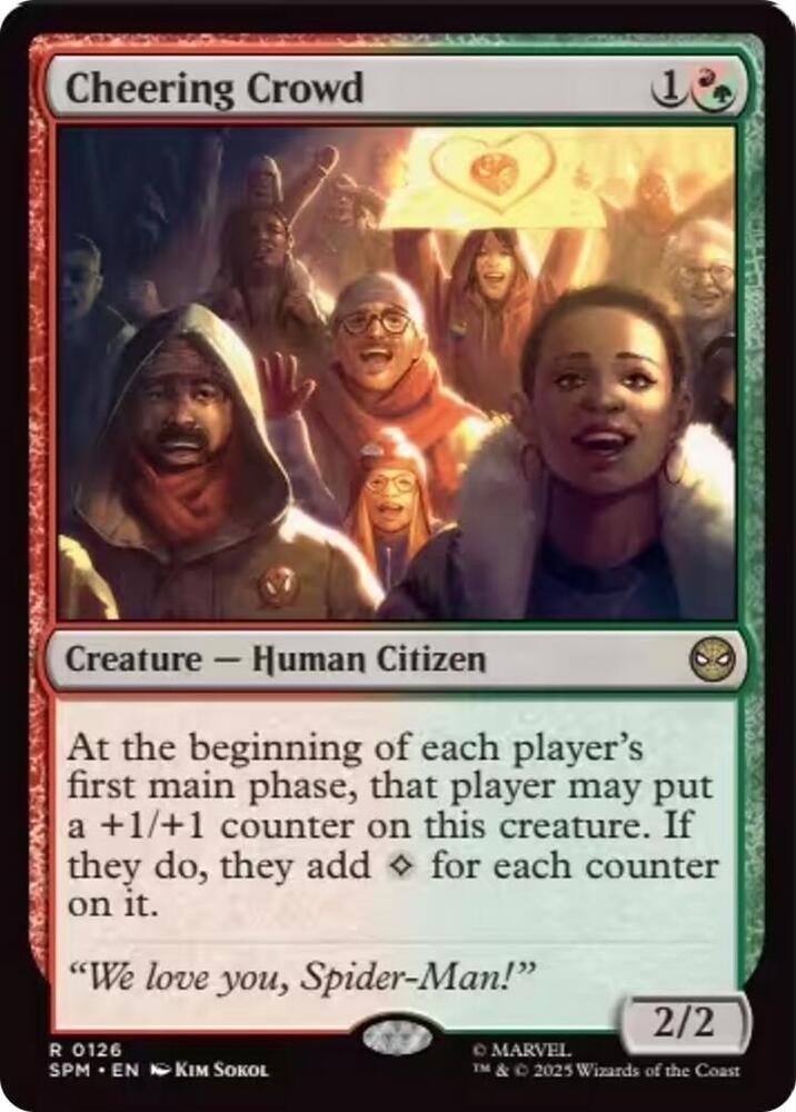 Cheering Crowd (FOIL) SPM #126 Rare Marvel’s Spider-Man Magic: The Gathering NM