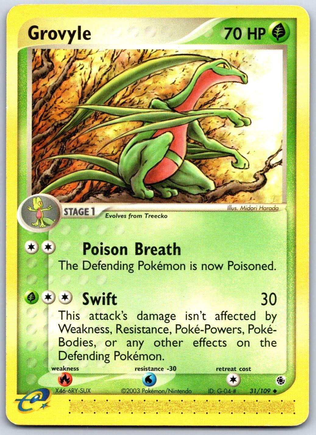 Grovyle 31/109 Uncommon Ruby & Sapphire Pokemon Lightly Played