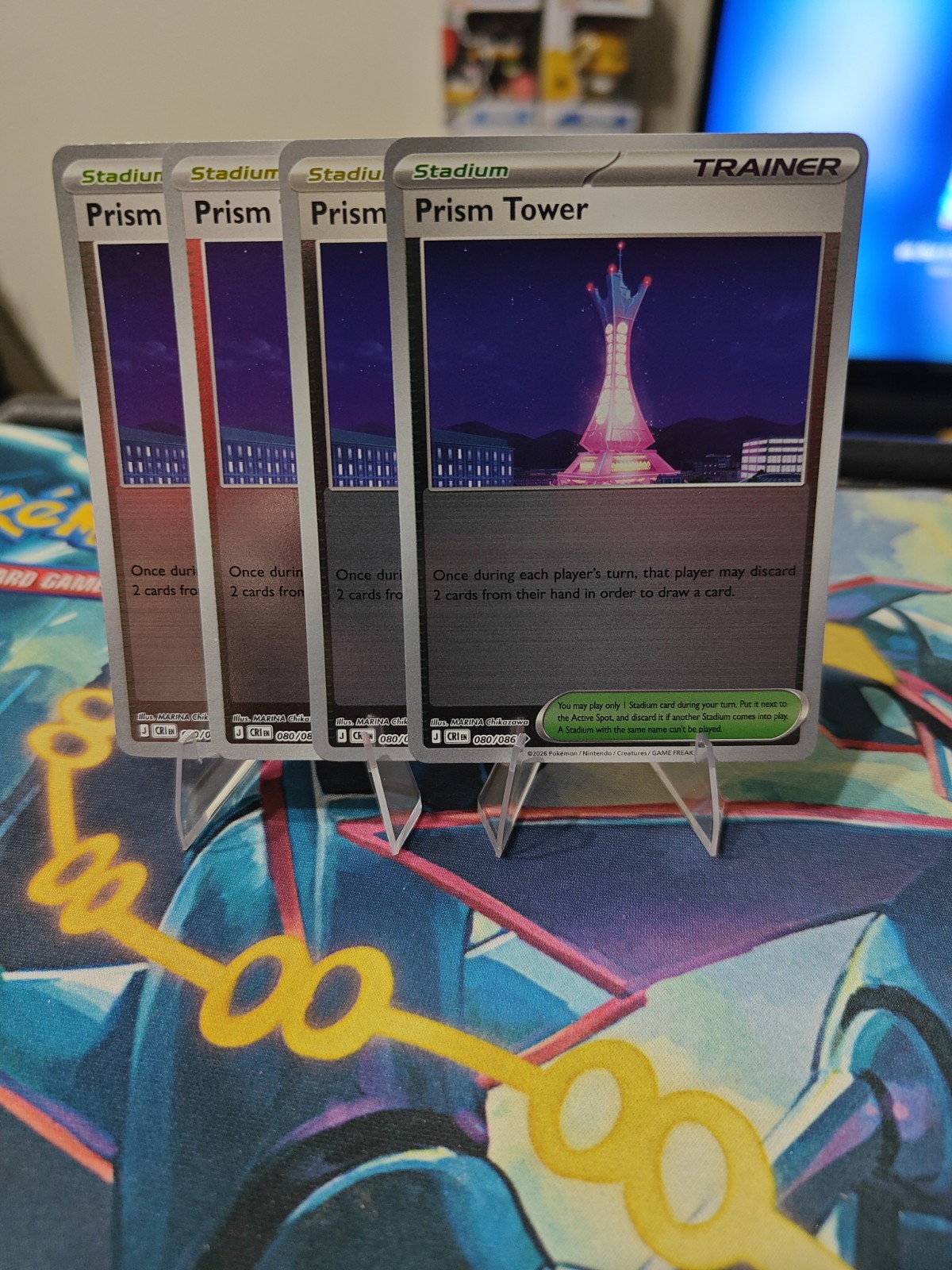4x Pokemon TCG * 080/086 Prism Tower Uncommon REVERSE HOLO Chaos Rising