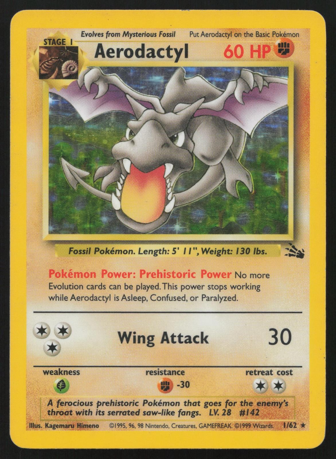 Aerodactyl 1/62 Unlimited Holo Rare Fossil Pokemon English MP