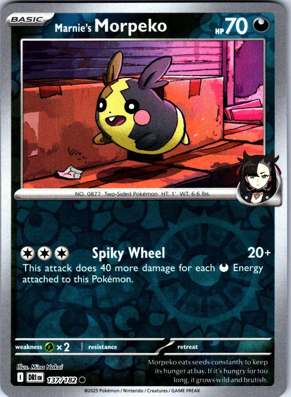 Marnie’s Morpeko 137/182 Common Destined Rivals Pokemon Reverse Holo Near Mint