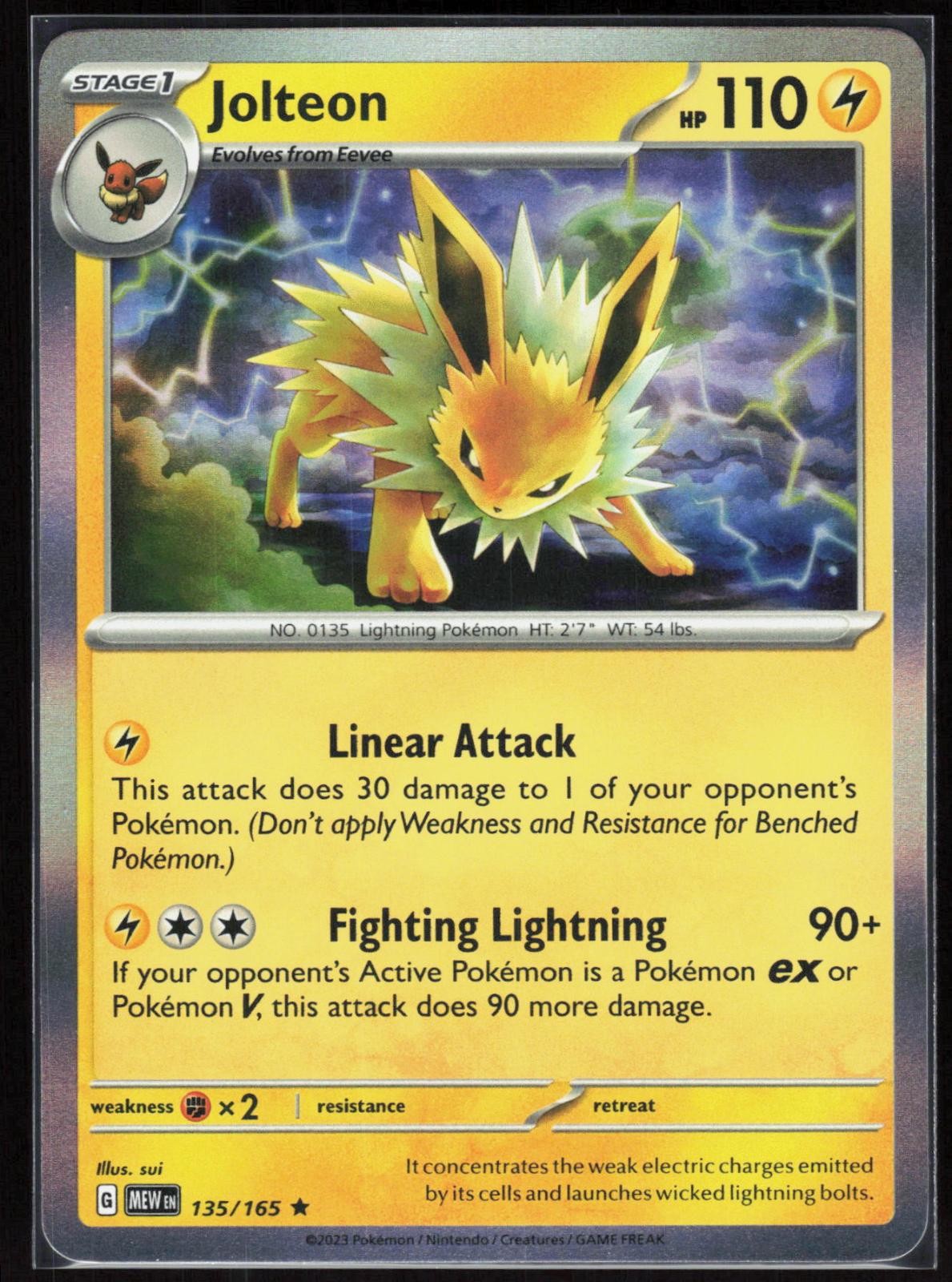 Jolteon 135/165 2023 Rare 151 Pokemon Holo