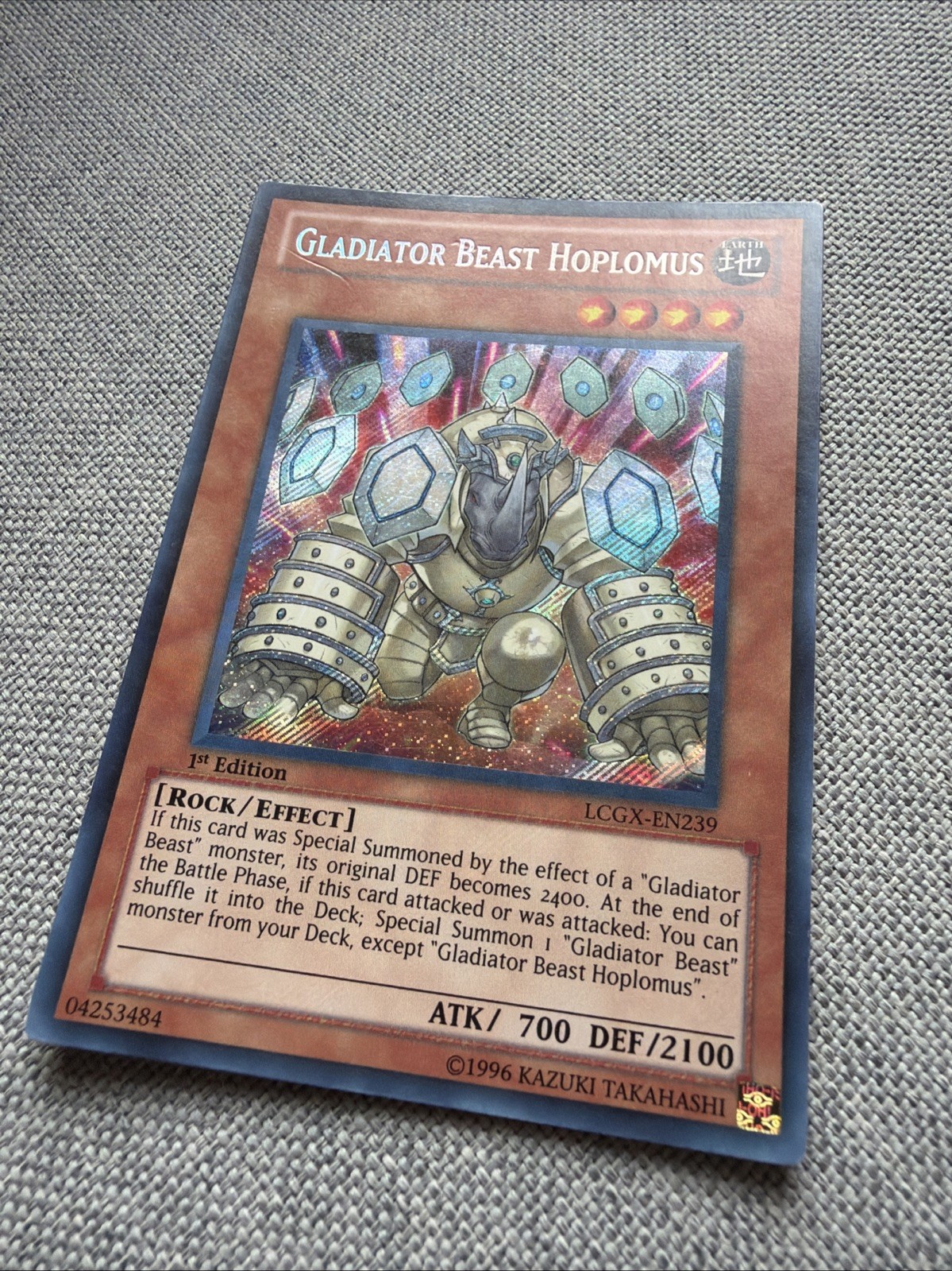 Yu-Gi-Oh Gladiator Beast Hoplomus LCGX-EN239 1st Edition Secret Rare Card LP