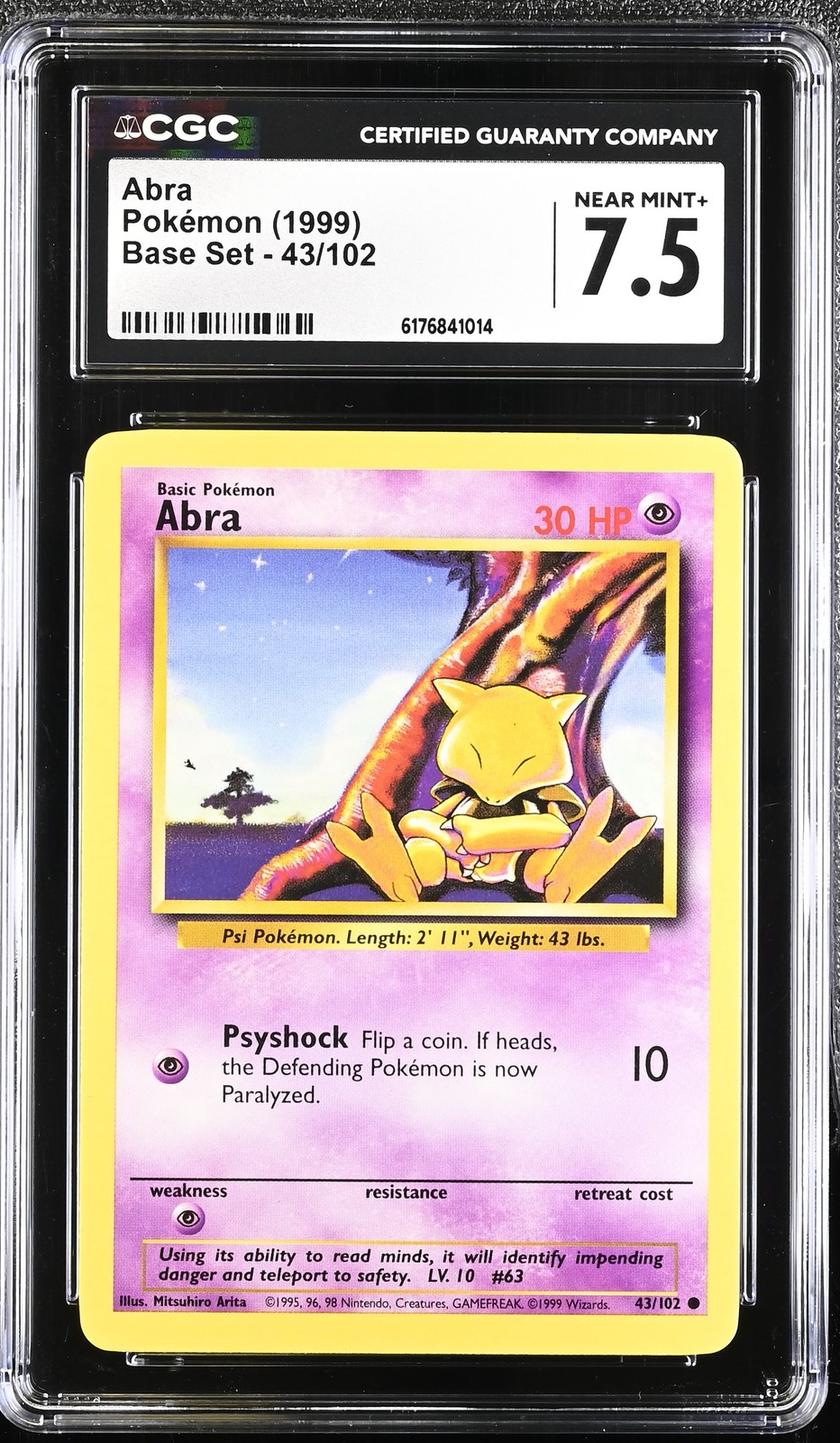 Abra 43/102 *MISLABELED JET PLANE ERROR* Base Set Pokemon CGC 7.5 Near Mint+