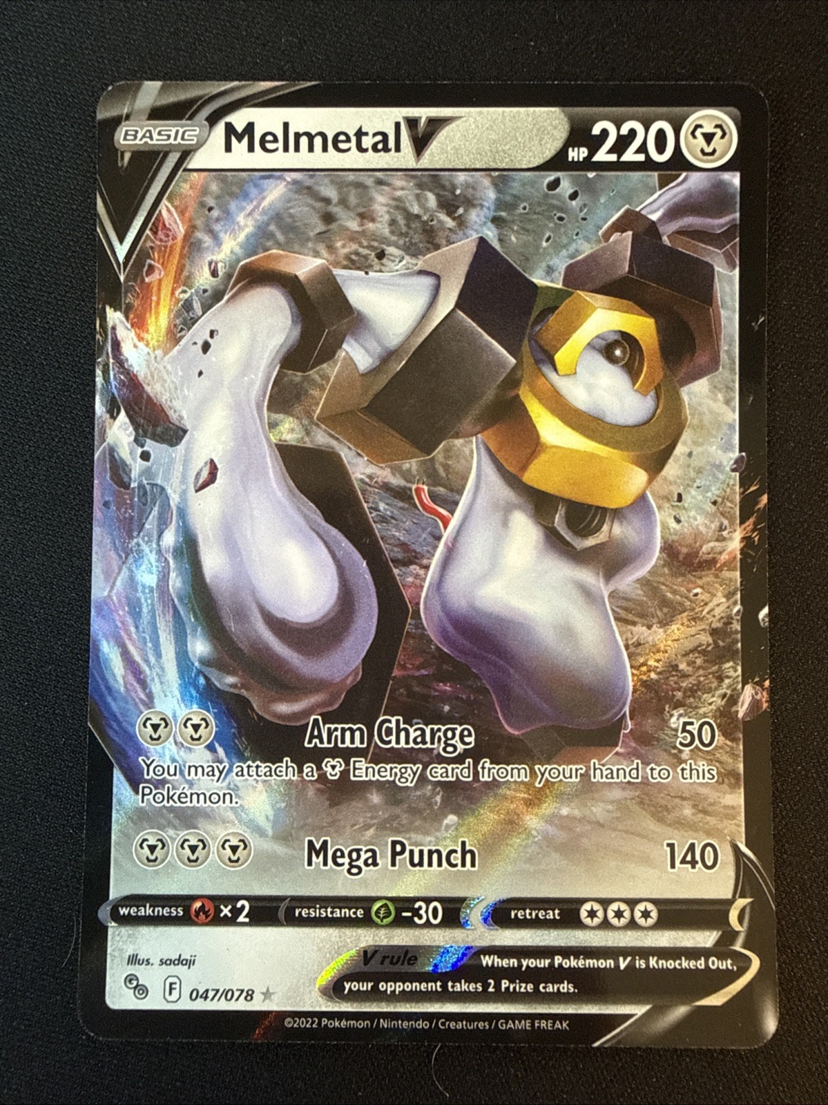 Pokémon TCG Melmetal v 47/78 Full Art Holo Ultra Rare Card Pokemon Go