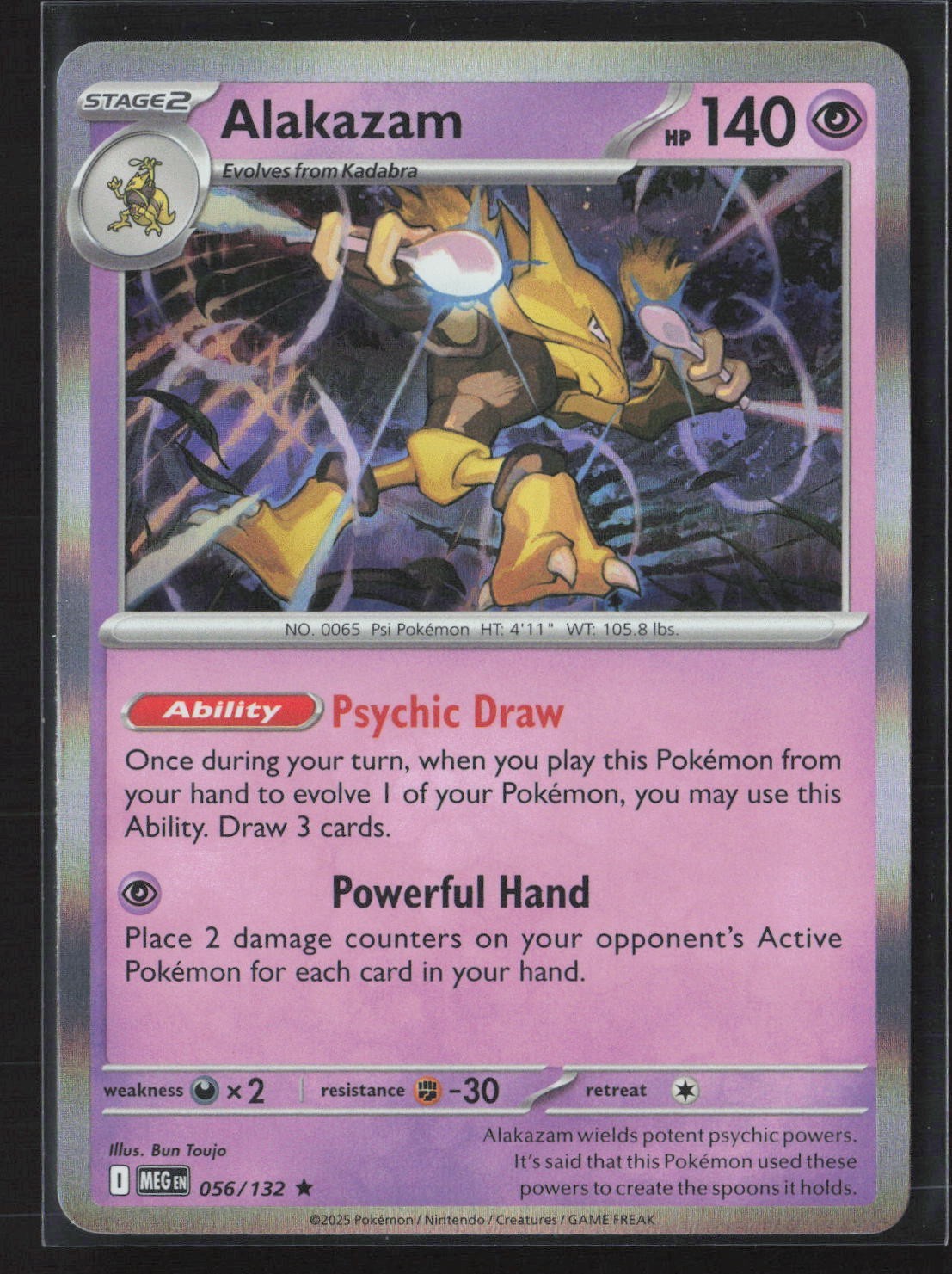 056/132 Alakazam – ME01 Mega Evolution Holo Rare NM Pokemon
