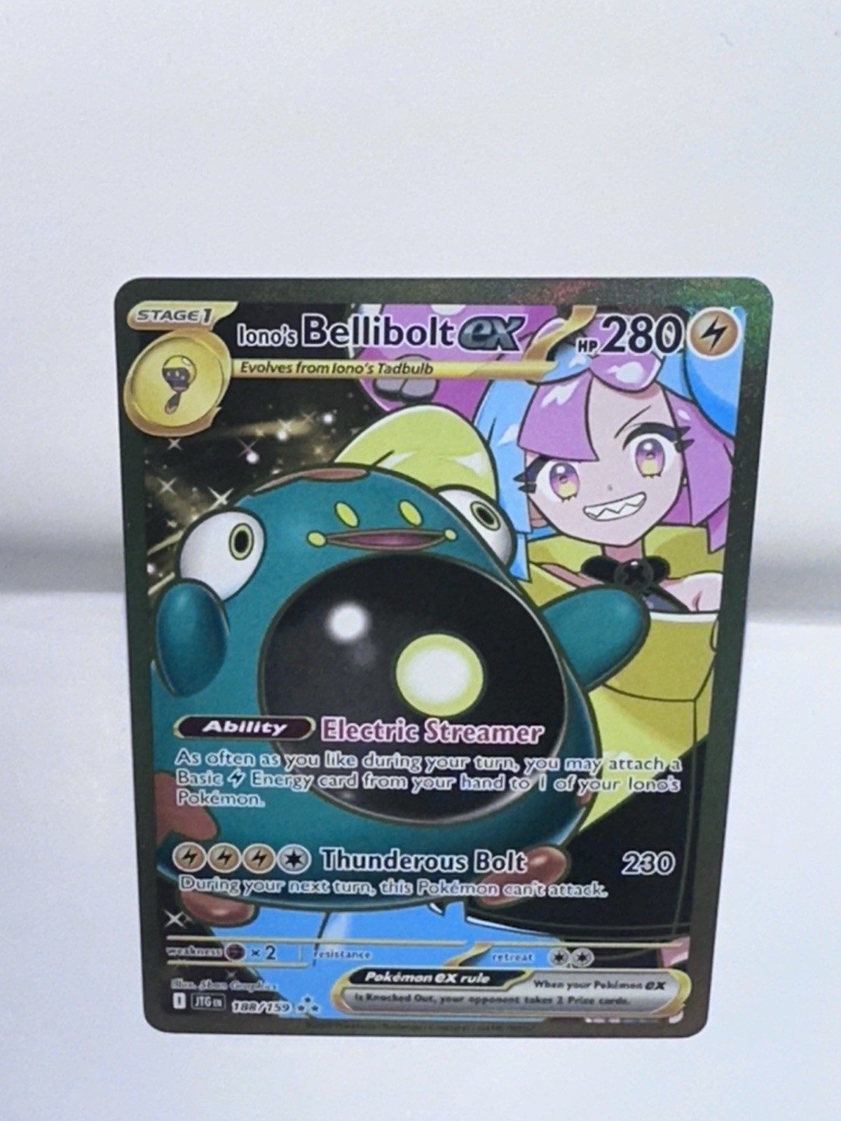 Pokemon TCG Iono’s Bellibolt ex Sv09 Full Art Holo #188/159 English NM