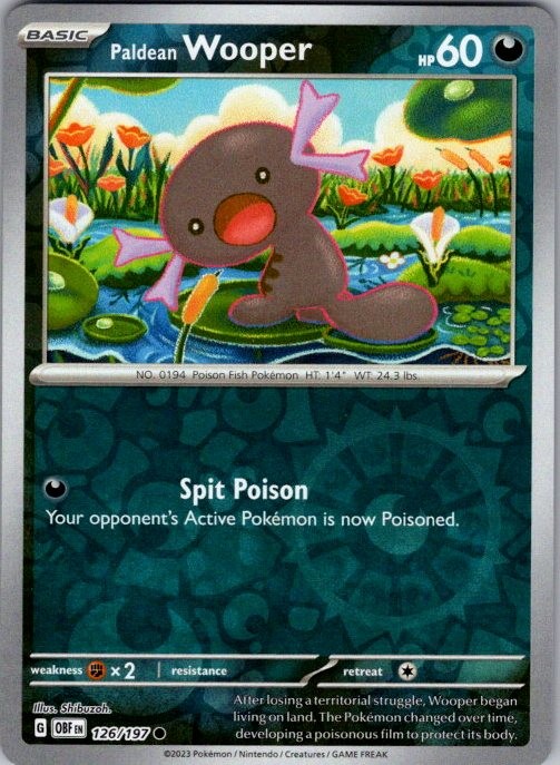 PALDEAN WOOPER 126/197 OBSIDIAN FLAMES REVERSE HOLO POKEMON