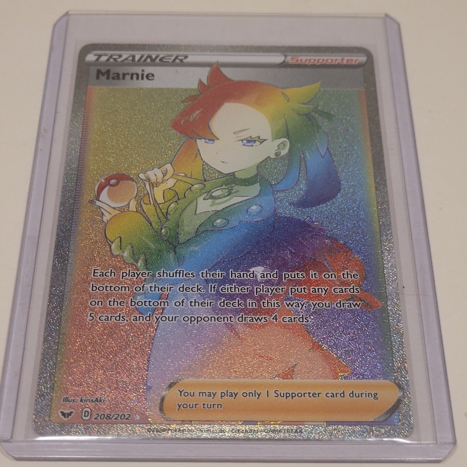 Pokémon TCG Marnie 208/202 Sword & Shield Secret Rare Rainbow Full Art Trainer
