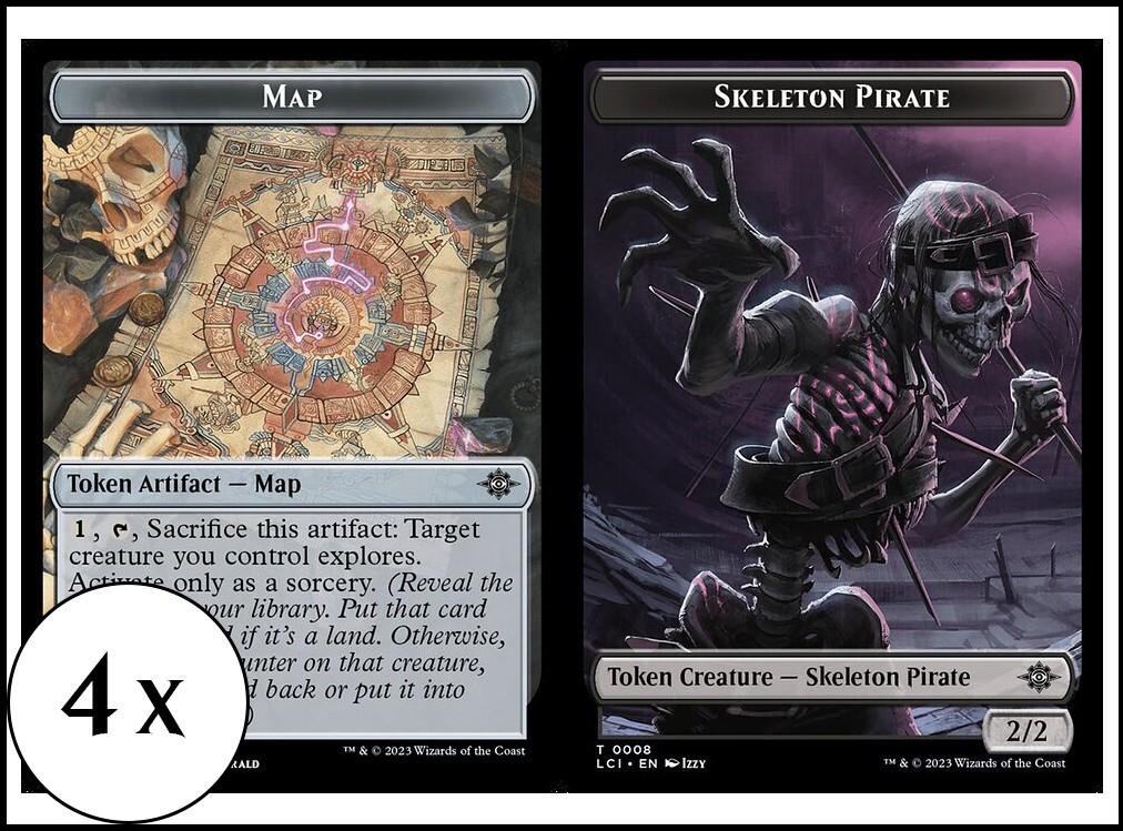 MTG – 4 x Map Skeleton Pirate Token – Playset – Lost Caverns of Ixalan
