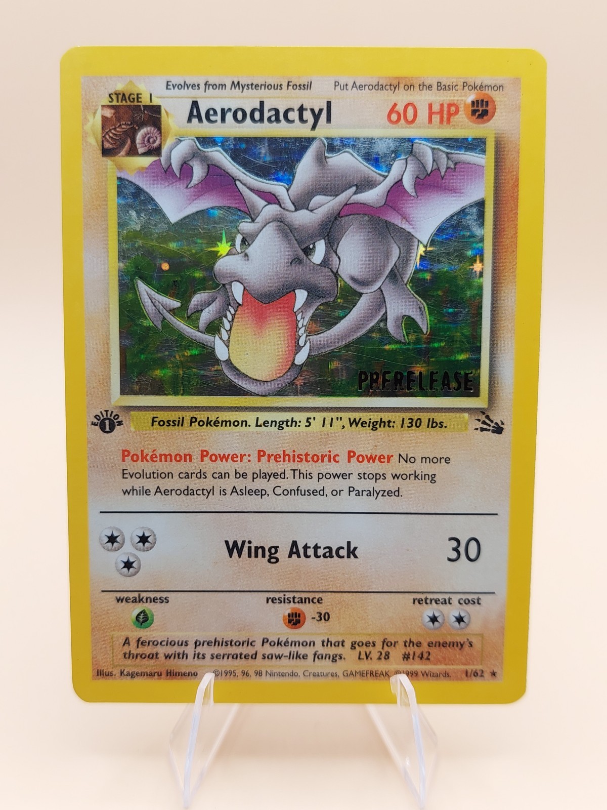 Aerodactyl (Prerelease) 1st Edition Fossil Holo Rare 1/62 Pokemon – WOTC 1999