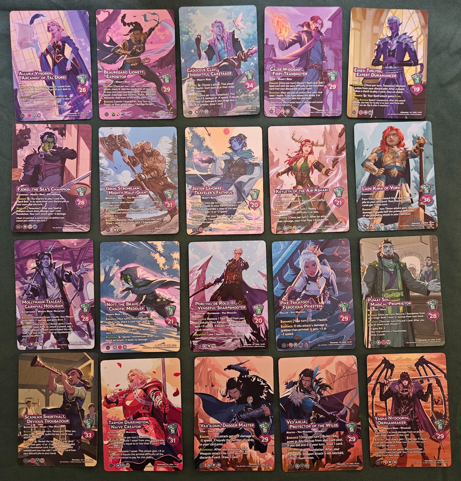 UniVersus Full Character Set – 20 Cards- NM – Vox Machina – The Mighty Nein