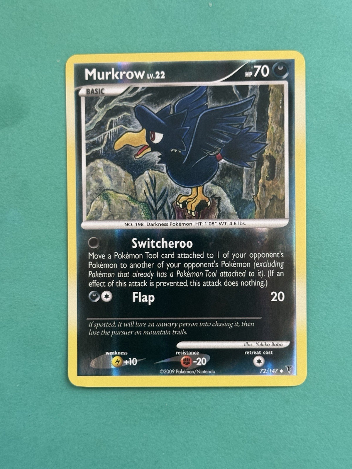 2009 Pokémon Murkrow LV.22 Reverse Holo 72/147 Supreme Victors NRMT