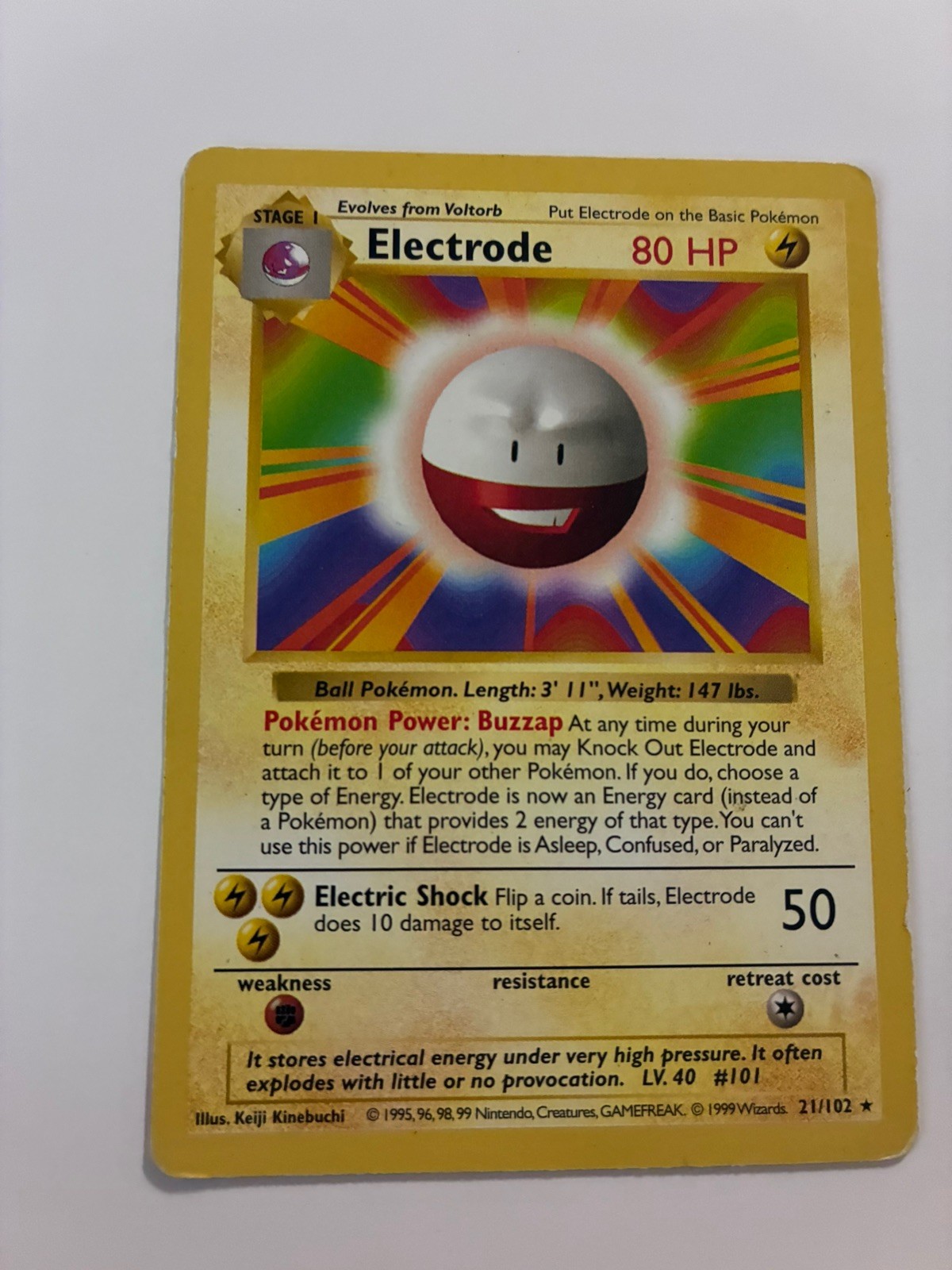 Electrode 21/102 Rare Base Set Shadowless MP
