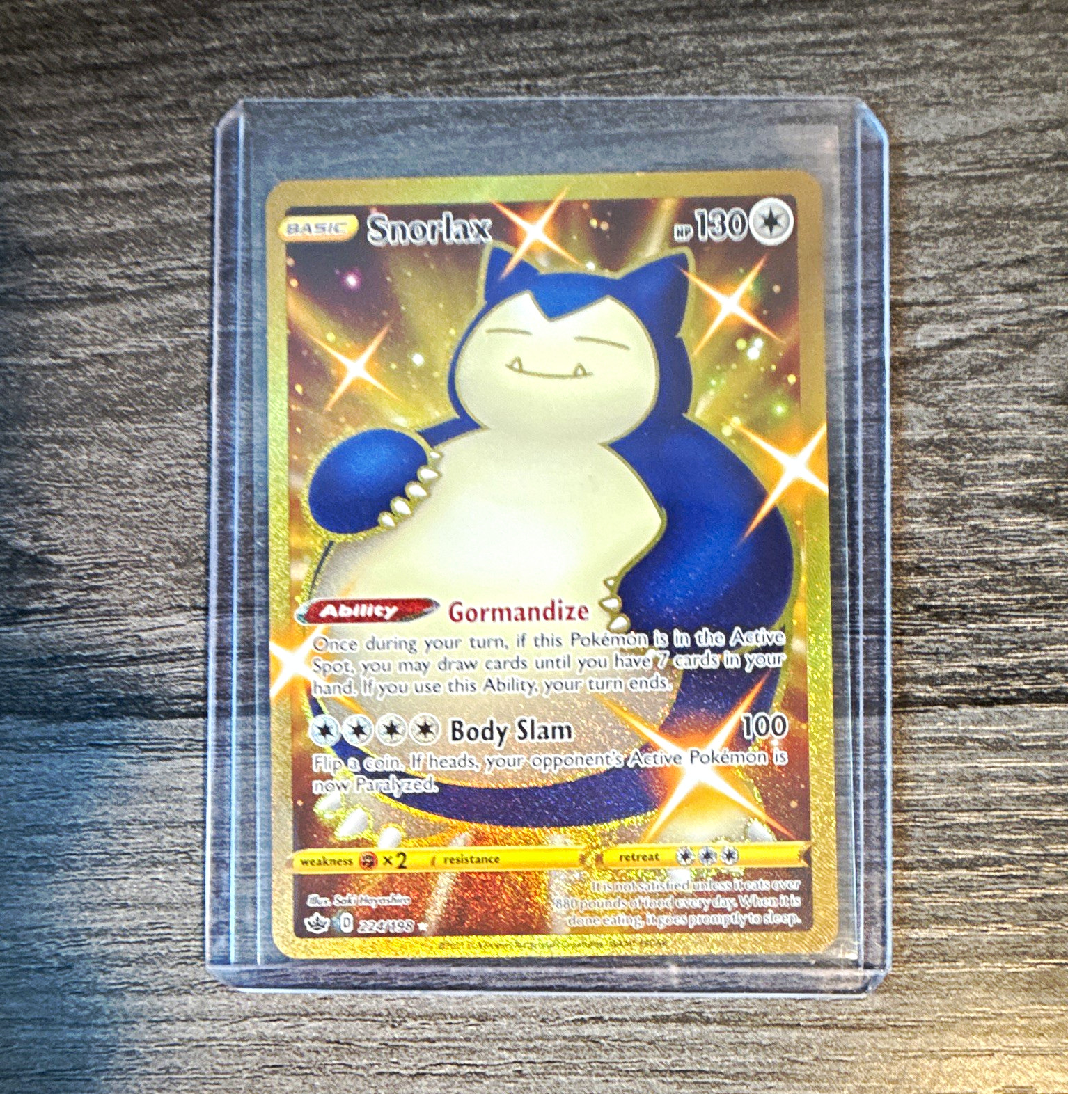 Gold Snorlax Secret Rare Chilling Reign 224/198 Lightly Played+ Condition