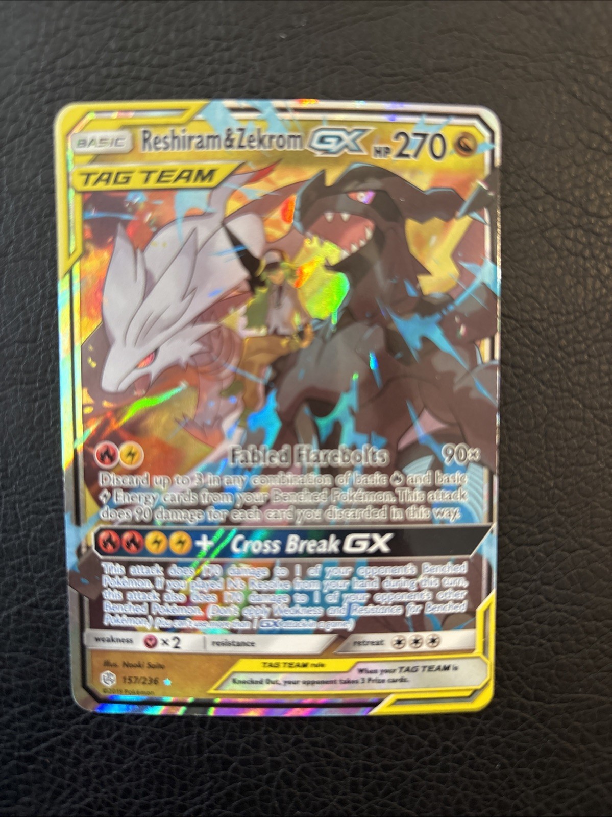 Reshiram & Zekrom GX 157/236 Cosmic Eclipse Ultra Rare Tag Team Pokemon Card