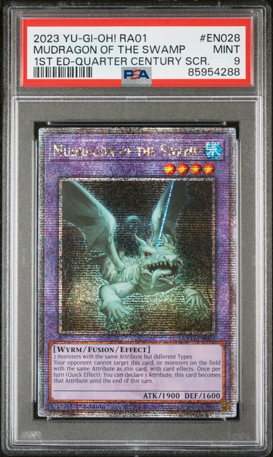 PSA 9 Mudragon of the Swamp RA01-EN028 1st Ed. Quarter Century SCR Yugioh Card