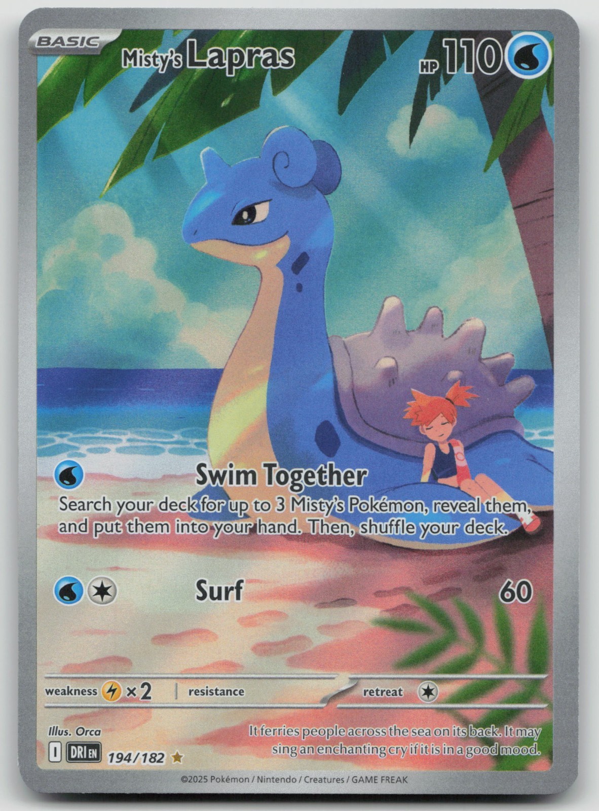 Misty’s Lapras 194/182 Illustration Rare Holo SV10: Destined Rivals NM