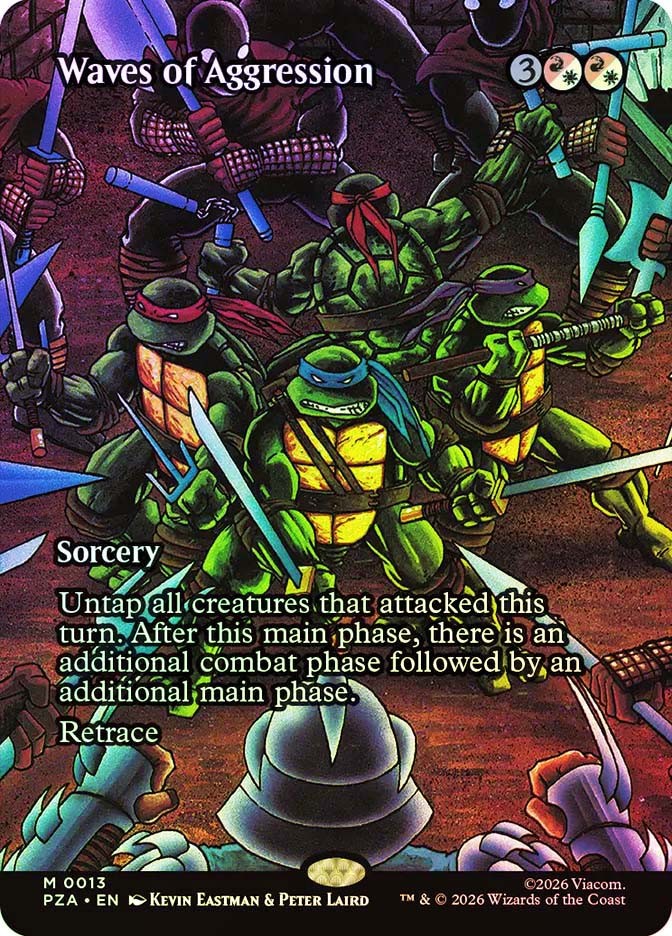 MTG FOIL Waves of Aggression Borderless – Teenage Mutant Ninja Turtles Source