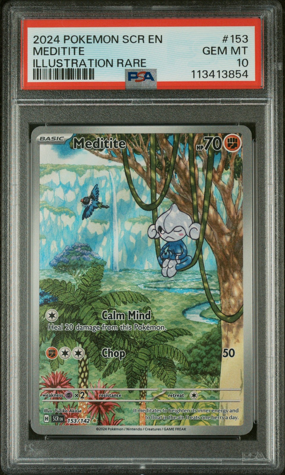 2024 POKEMON SCR EN-STELLAR CROWN ILLUSTRATION RARE #153 MEDITITE PSA 10