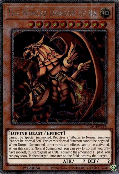 The Winged Dragon of Ra (Platinum Secret Rare) RA04-EN118 Quarter Century…