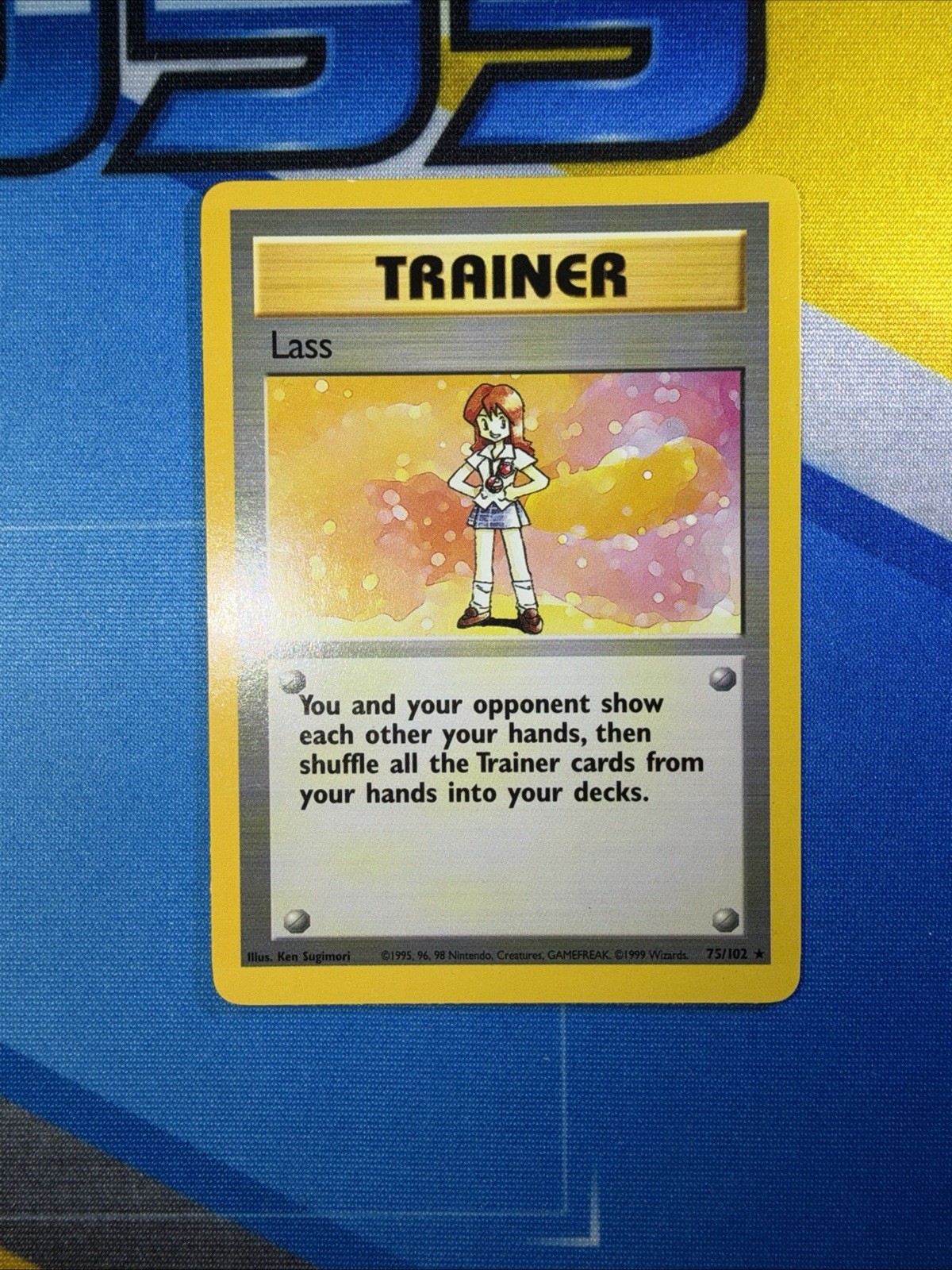 Pokémon TCG Trainer Lass Base Set Unlimited Rare Card 75/102 Vintage 1999