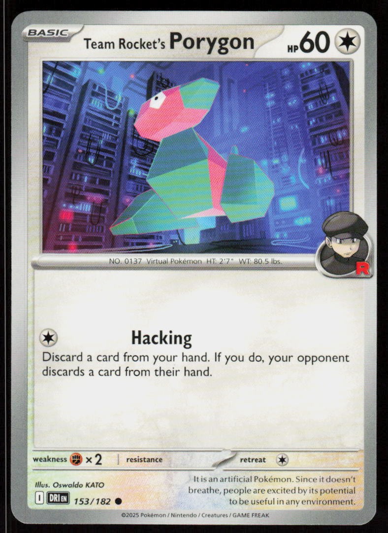 Team Rocket’s Porygon 153/182 Common Destined Rivals Pokemon Near Mint