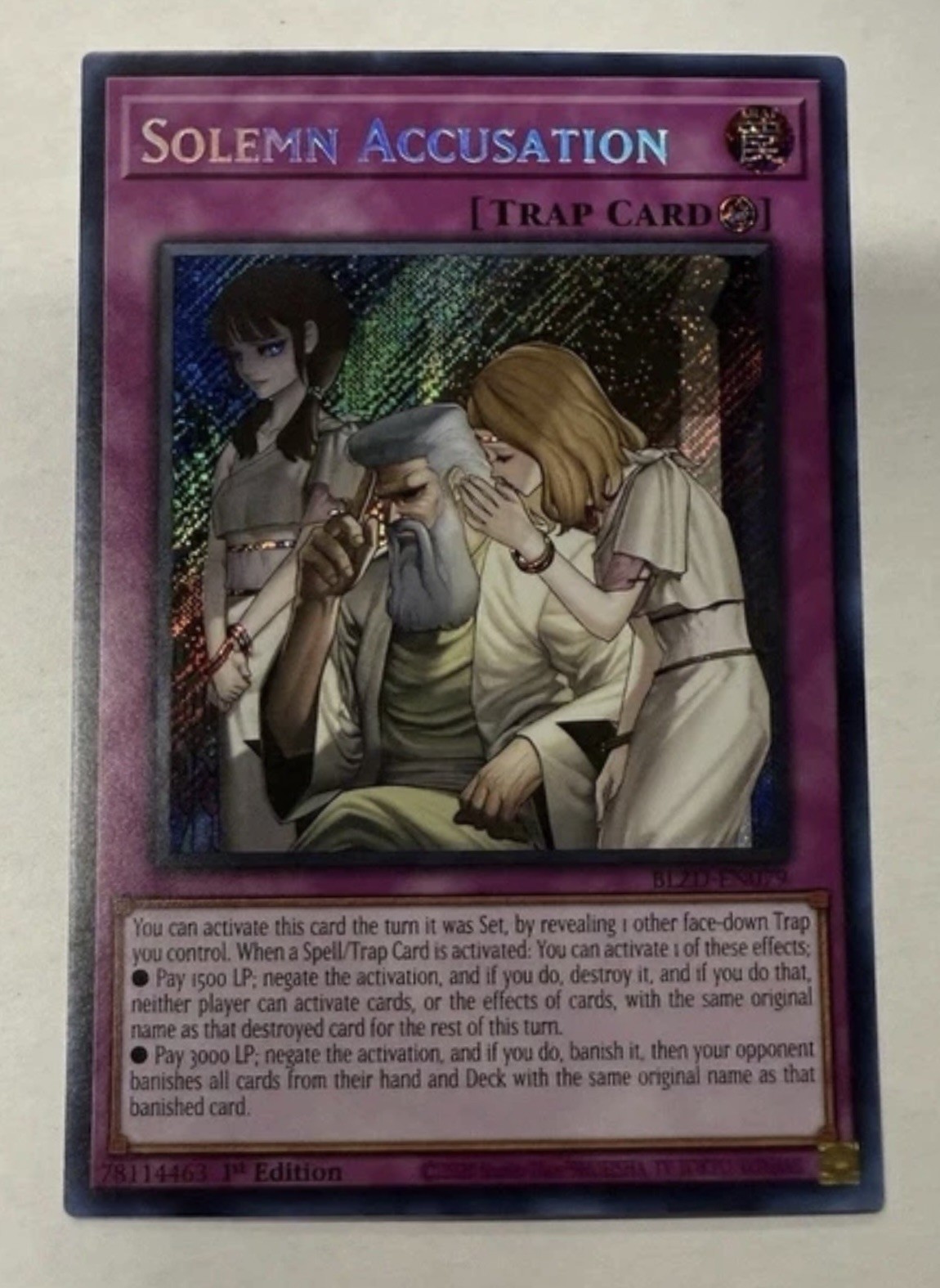 Solemn Accusation – Secret Rare Blazing Dominion (BLZD) Yu-Gi-Oh NM