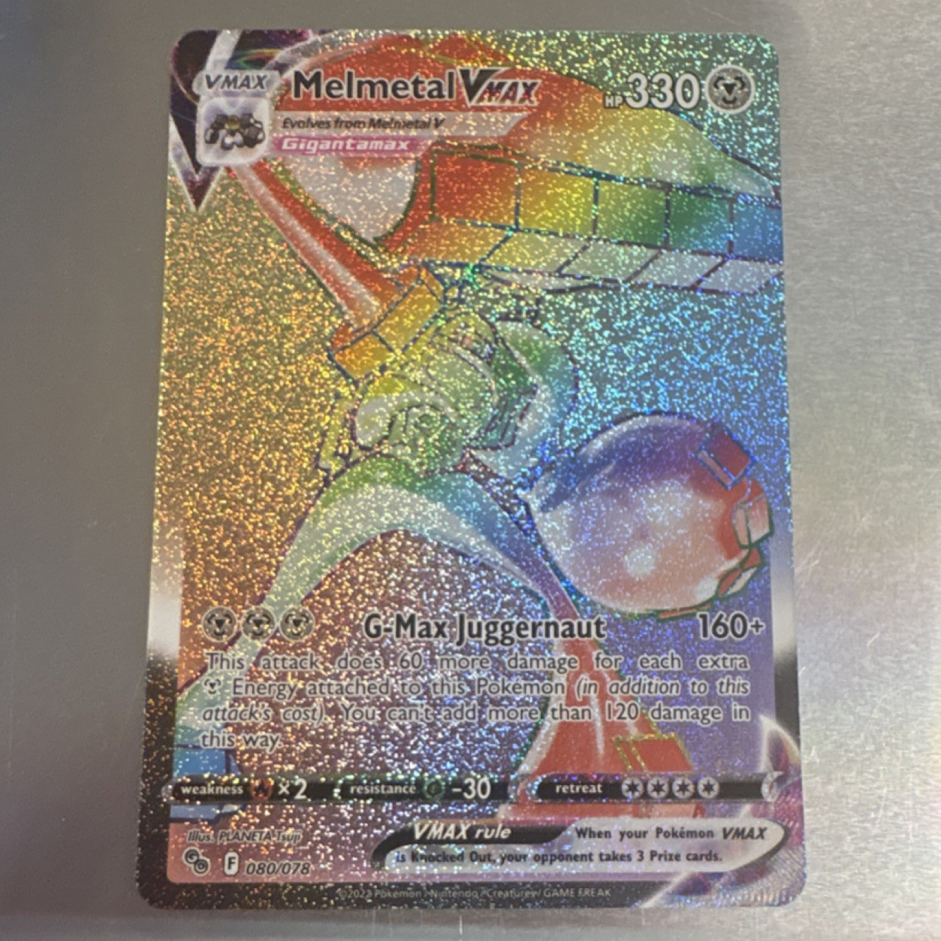 Pokemon GO Melmetal VMAX 080/078 Secret Rare Holo 330HP Eng 2022 Tsuji NM