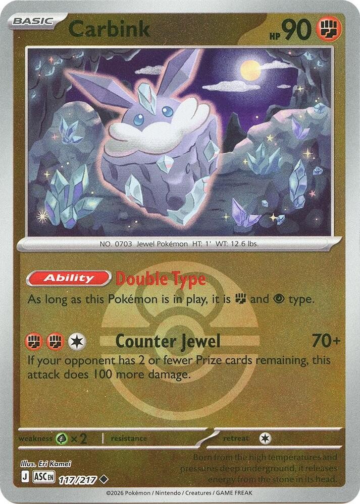 Carbink – (Love Ball) 117/217 Reverse Holofoil ME: Ascended Heroes NM