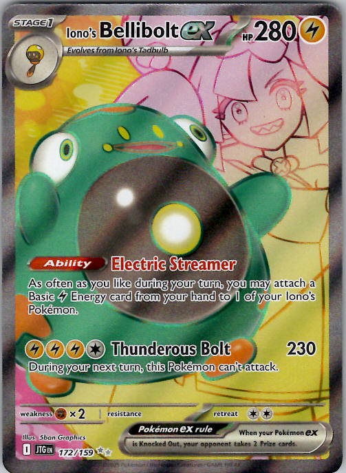 Iono’s Bellibolt ex – SV09: Journey Together 172/159 Holo NM