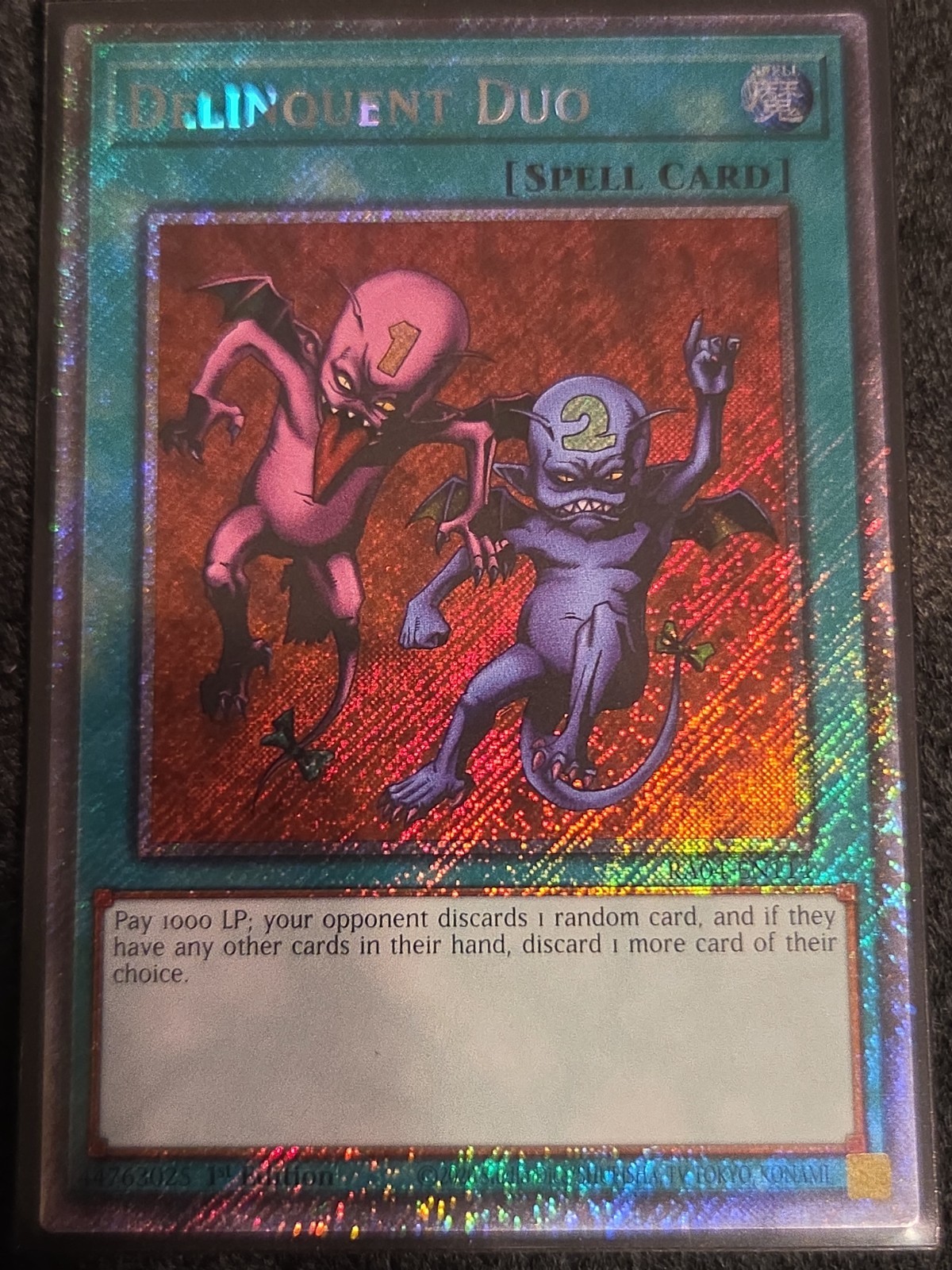 Delinquent Duo (Platinum Secret Rare) RA04-EN114 1st Edition Near Mint Yugioh