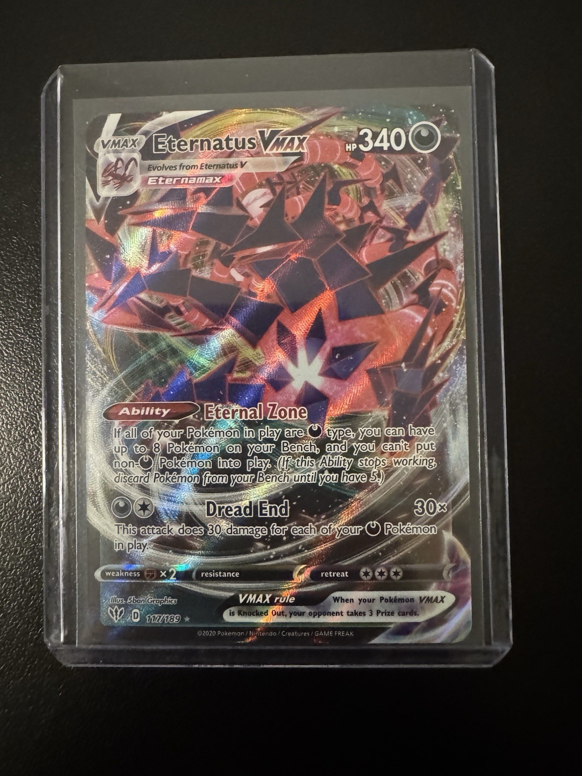 Pokémon TCG Eternatus VMAX Darkness Ablaze Holo Ultra Rare Card 117/189 NM